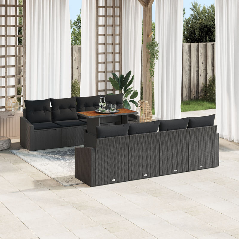 vidaXL Kertiszofa Szett 7 Darabos Fekete Rattan Kertiszofa