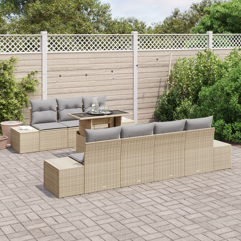 vidaXL Kerti Sofa Szett 8 darabos Bézs Rattan Modern Kültéri Bútor