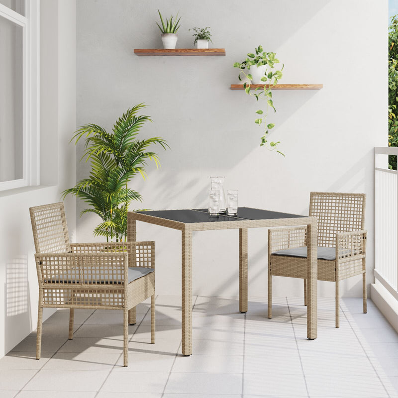 vidaXL 2 db Bézs Polirattan 90 x 90 x 75 cm UV-álló anyagok