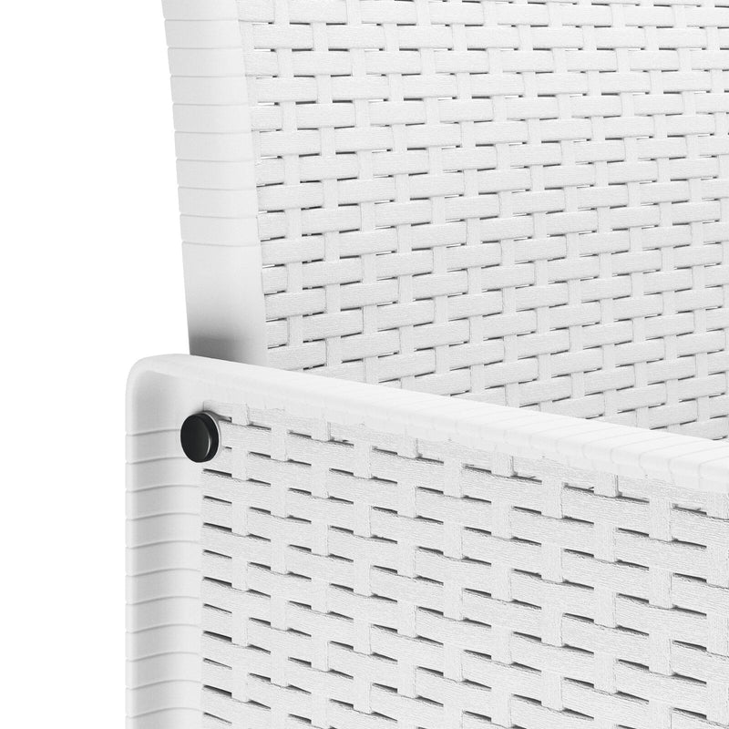 vidaXL 3 Részes Kerti Étkező Szett párnákkal Fehér Műanyag Rattan