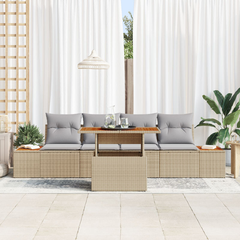 vidaXL Kerti kanapé szett 5 darabos Bézs Rattan Modern Kerti kanapé