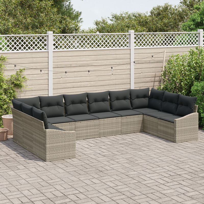 vidaXL Kerti Kanapé Szett 10 darabos Sötétszürke Rattan