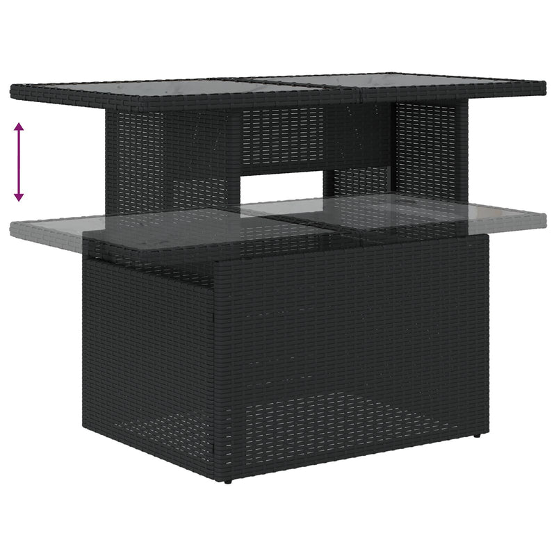vidaXL 9 Darabos Kerti Kanapé Szett Párnákkal Fekete Poly Rattan