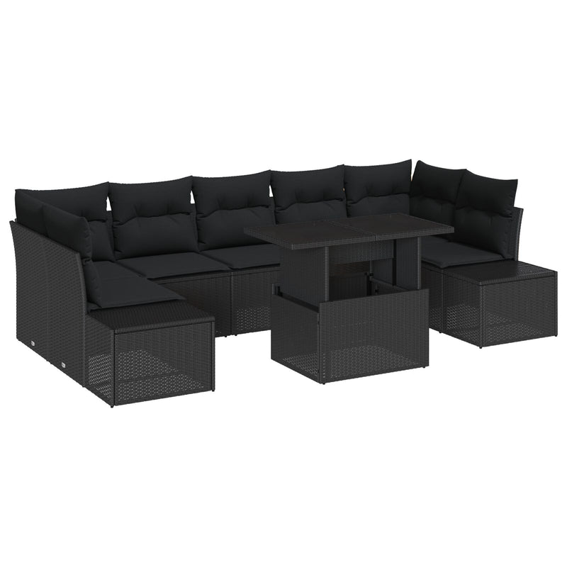vidaXL Kerti kanapé szett 8 darabos Sötétszürke Poli rattan