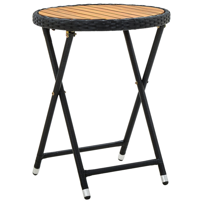 vidaXL 3 részes kert bistró szett párnákkal fekete poly rattan