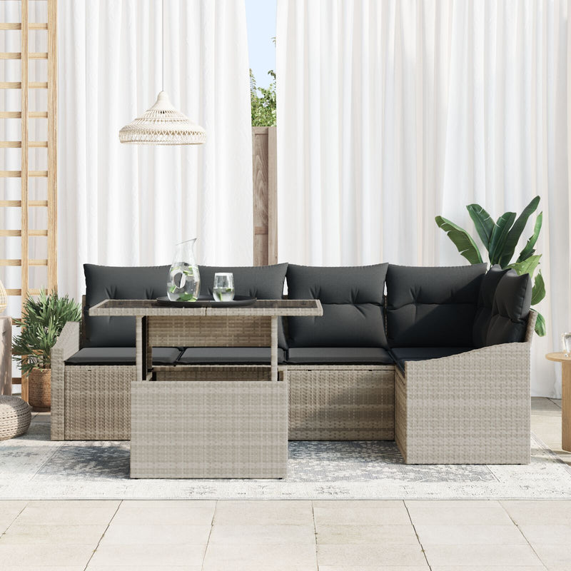 vidaXL Kertiszék szett 6 darab Bézs Rattan Kertiszék szett
