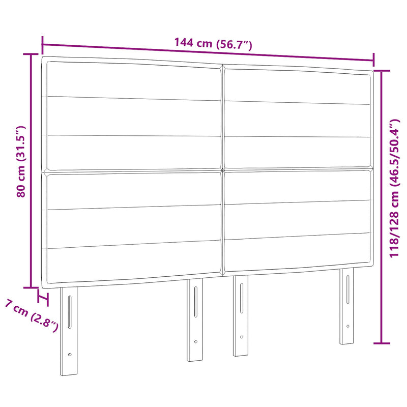 vidaXL Fejvége vonal dizájn fekete 140 cm szövet