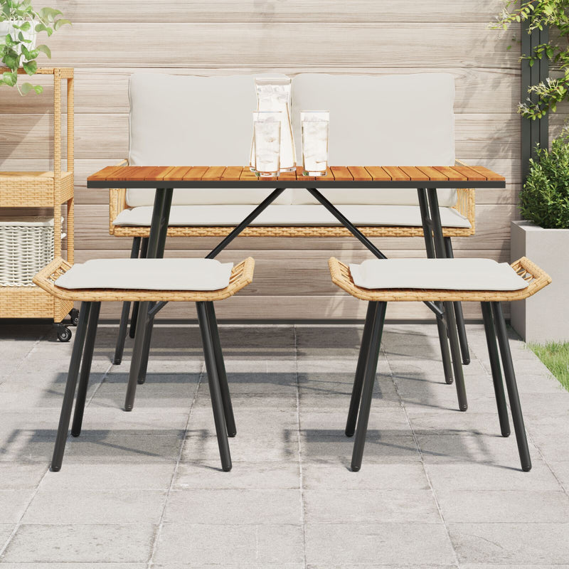 vidaXL Kertiszékek 2 db Természetes 50x40x45 cm Polirattan