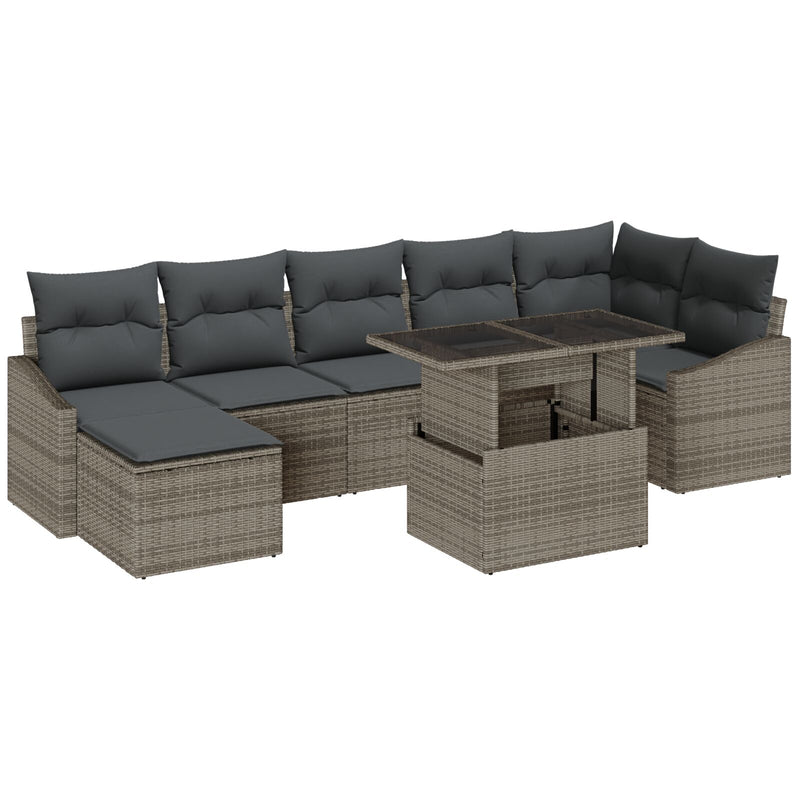 vidaXL 8 Darab Kert Sofa Szett Párnákkal Szürke Pólyás Rattan