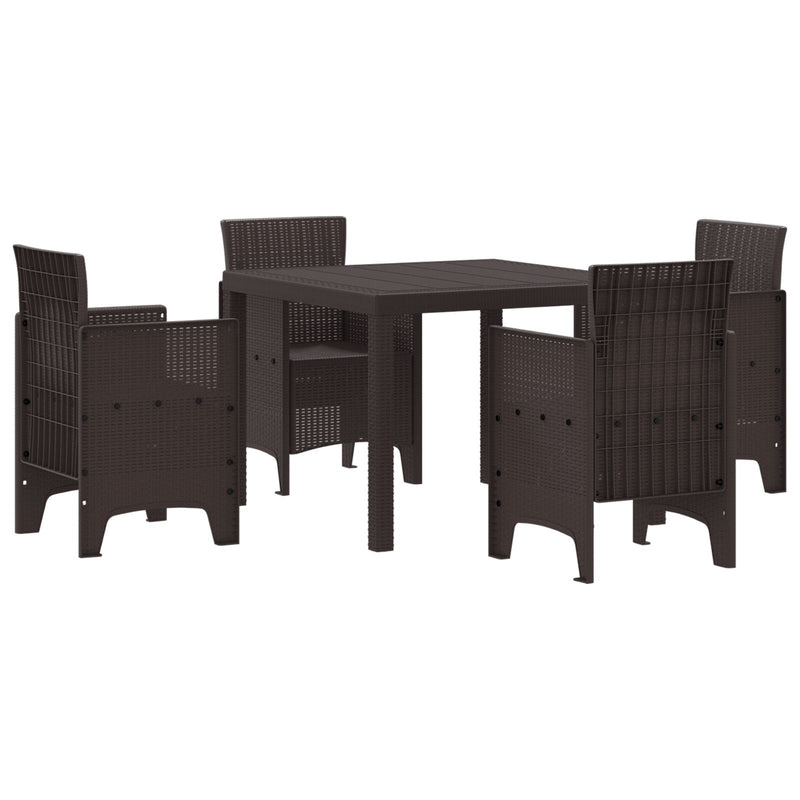 vidaXL 5 Részes Kerti Étkező Szett Barna Poly Rattan