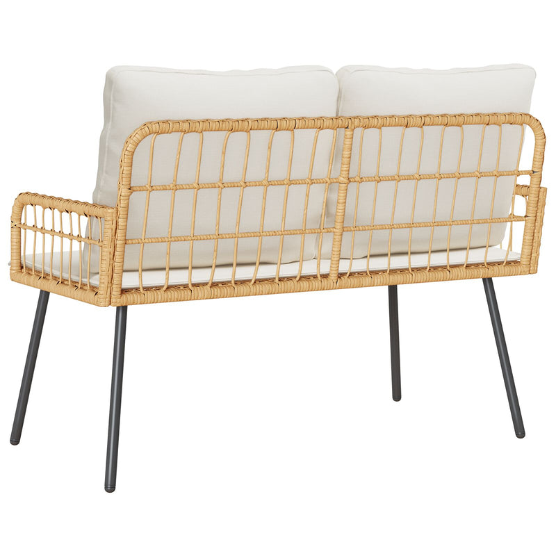 vidaXL Kerti Pad Natúr 114x64x78 cm Polirattan