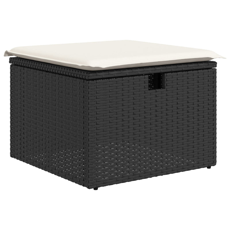 vidaXL 8 Darabos Kert Sofa Készlet Párnákkal Fekete Poli Rattan