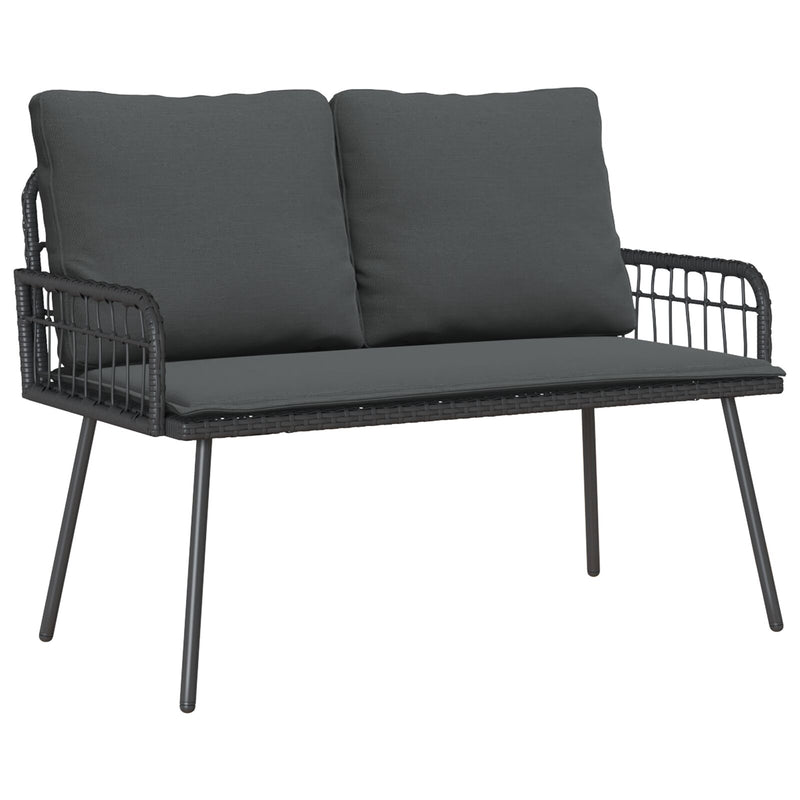 vidaXL Kerti Pad Fekete 114x64x78 cm Polirattan