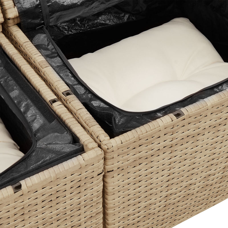 vidaXL Kerti Kanapé Szett 11 Darabos Bézs Rattan, Textil