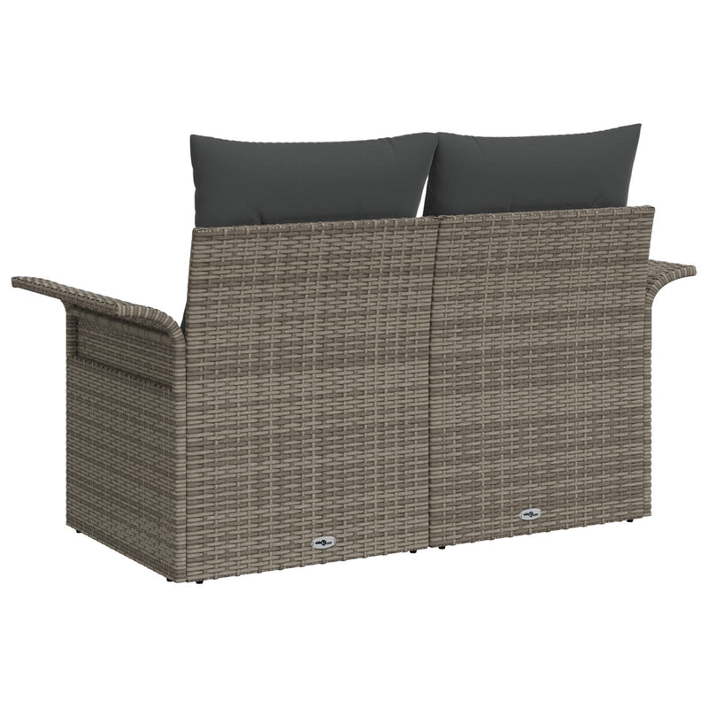 vidaXL 2-Fős Kerti Kanapé Tárolóval és Párnákkal Szürke Poly Rattan