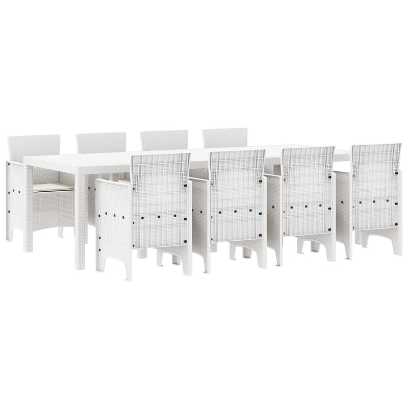 vidaXL Kerti Étkezőszett 9 Darab Fehér PE Rattan Ergonomikus
