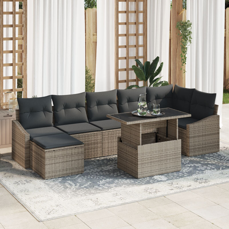 vidaXL 8 Darab Kert Sofa Szett Párnákkal Szürke Pólyás Rattan