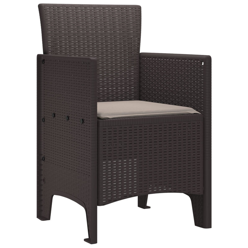 vidaXL Kerti székek párnákkal 4 db Barna Poly Rattan