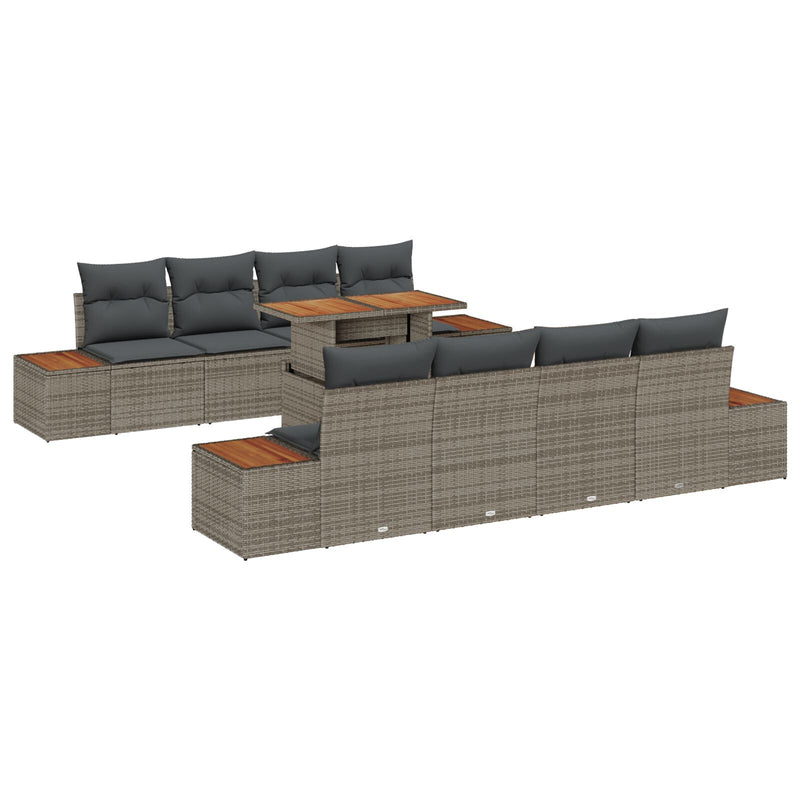 vidaXL Kerti Kanapé Szett 9 Részes Taupe Rattan 4 Részes Kültéri Kanapé