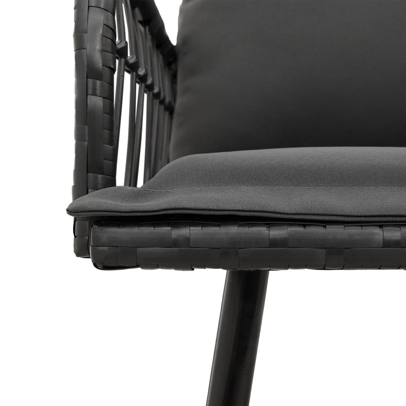 vidaXL Kerti Pad Fekete 114x64x78 cm Polirattan