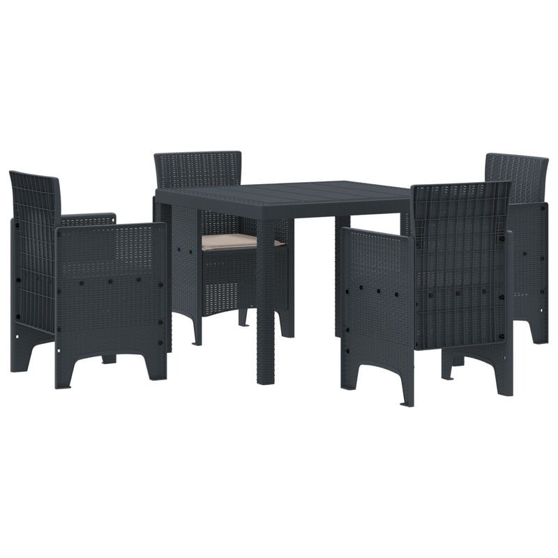 vidaXL 5 darabos kerti étkezőkészlet párnákkal Antracit Poly Rattan