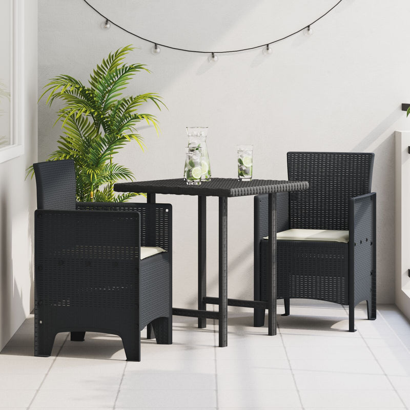 vidaXL Kerti Szék 2 db Antracit, Krém Műanyag Rattan Standart Tartós