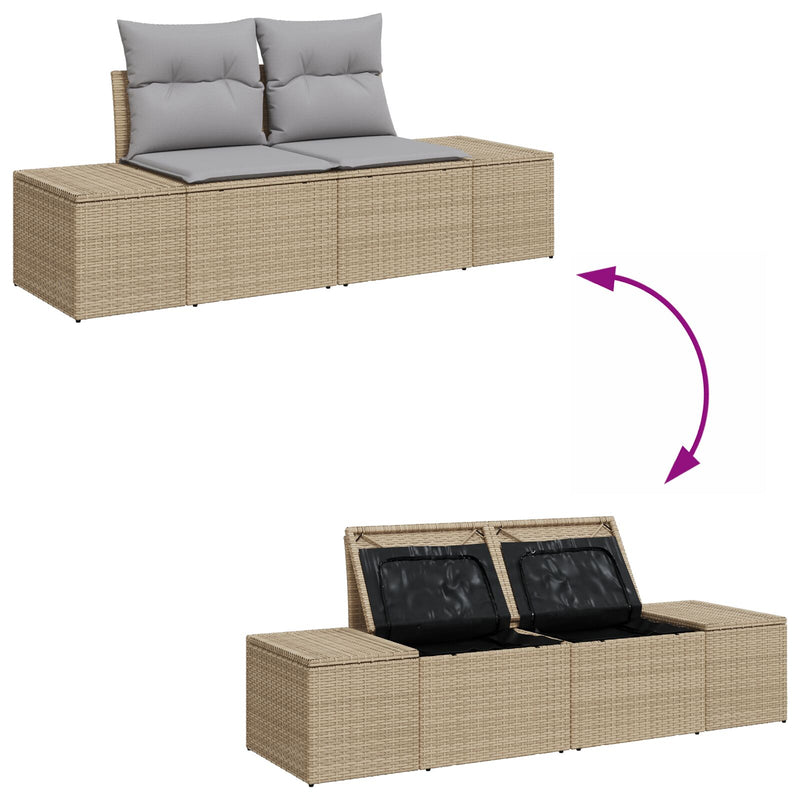 vidaXL 8 Darabos Kert Sofa Szett Párnákkal Bézs Poli Rattan
