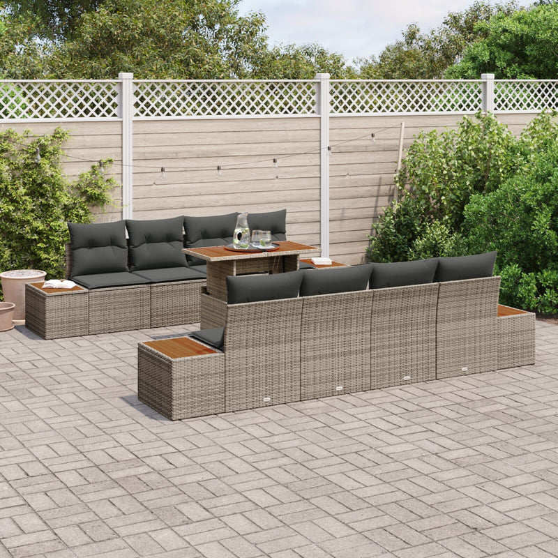 vidaXL Kerti Kanapé Szett 9 Részes Taupe Rattan 4 Részes Kültéri Kanapé