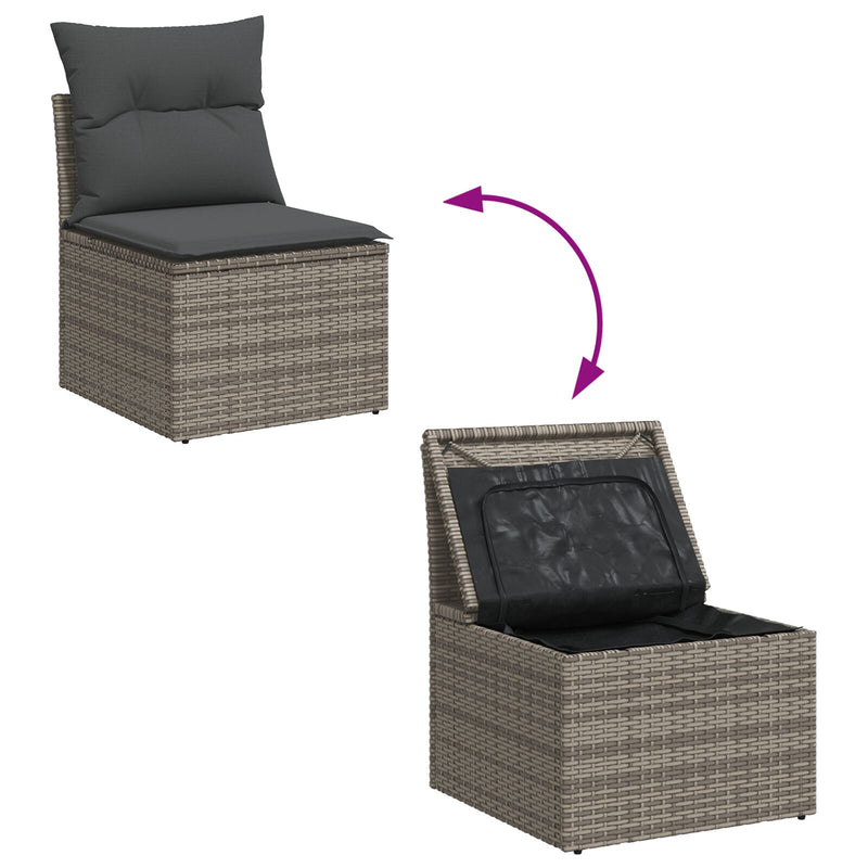 vidaXL 7 darabos kerti kanapé szett párnákkal Szürke poly rattan
