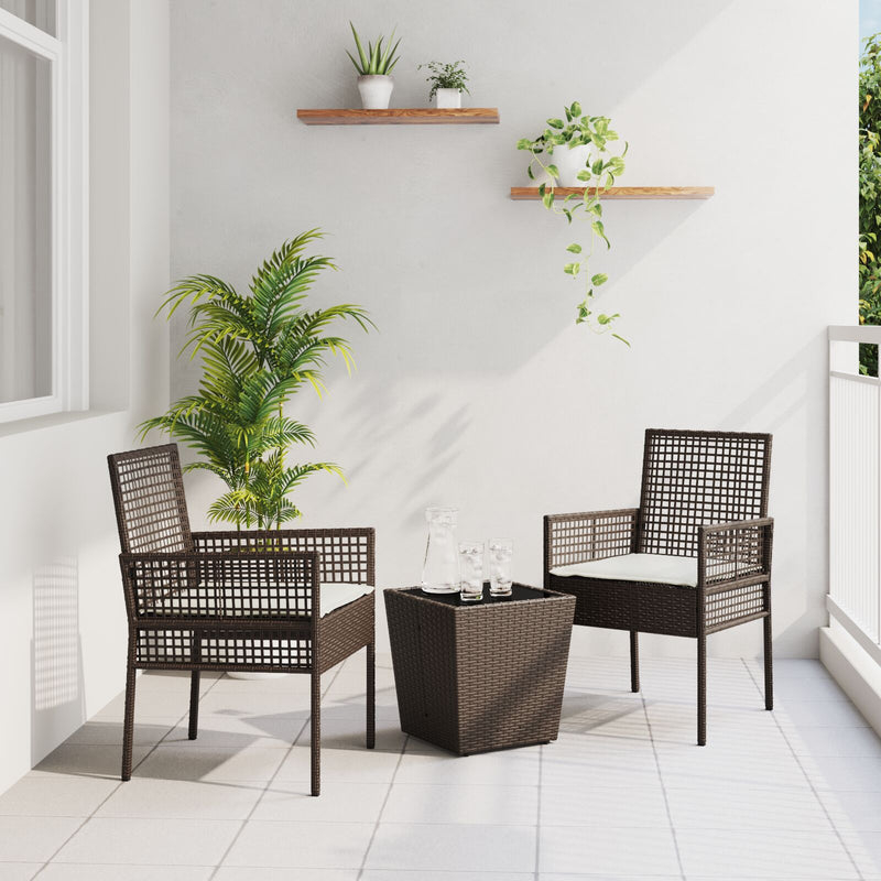 vidaXL 3 részes kert bistro szett párnákkal barna poli rattan