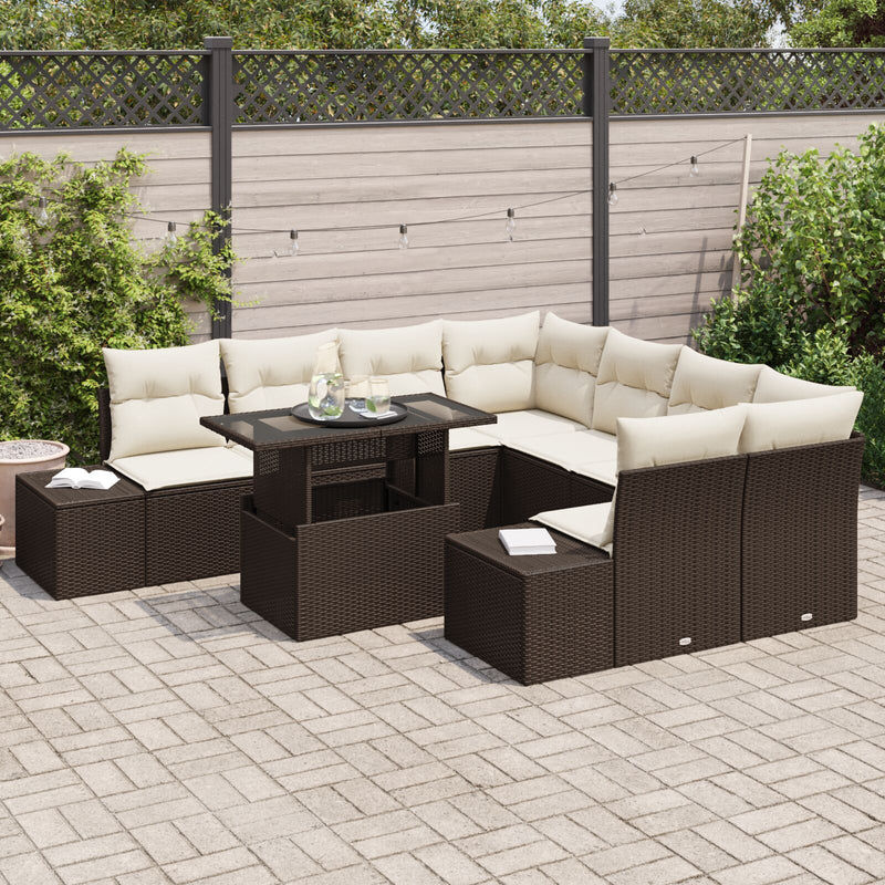 vidaXL 9 Darabos Kerti Sofa Szett Barna Rattan Tárolóval Négyzetes