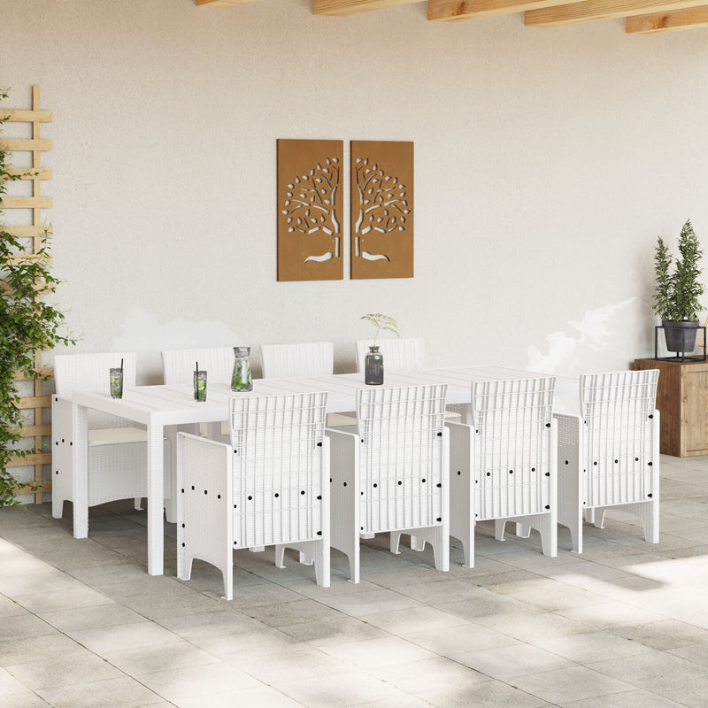 vidaXL Kerti Étkezőszett 9 Darab Fehér PE Rattan Ergonomikus