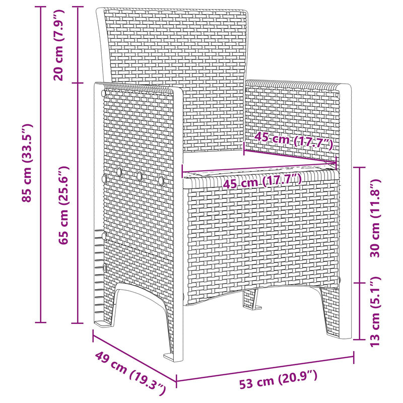 vidaXL Kerti székek párnákkal 4 db Barna Poly Rattan