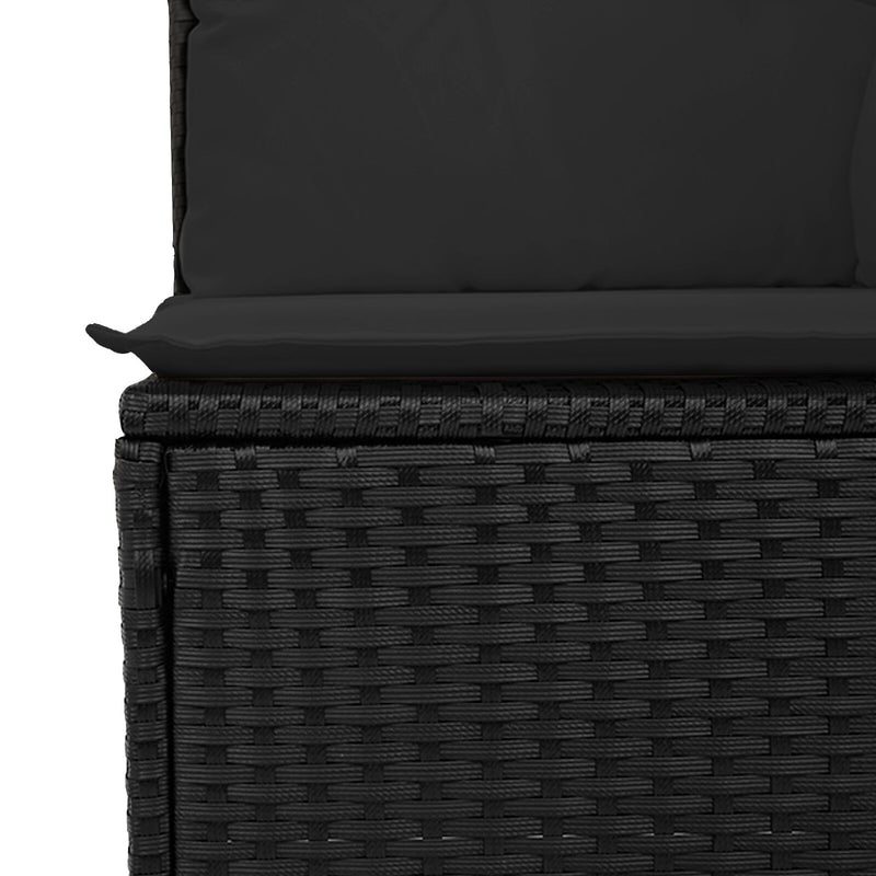 vidaXL 6 Darabos Kerti Étkező Szett Párnákkal Fekete Poly Rattan Akác