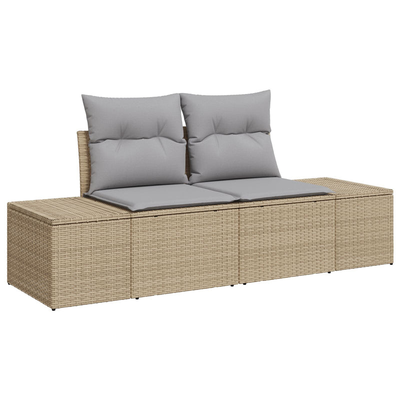 vidaXL 8 Darabos Kert Sofa Szett Párnákkal Bézs Poli Rattan
