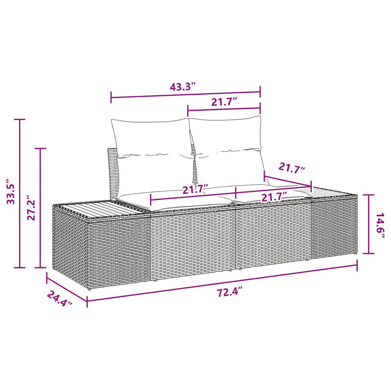 vidaXL Kerti kanapé szett 5 darabos Bézs Rattan Modern Kerti kanapé