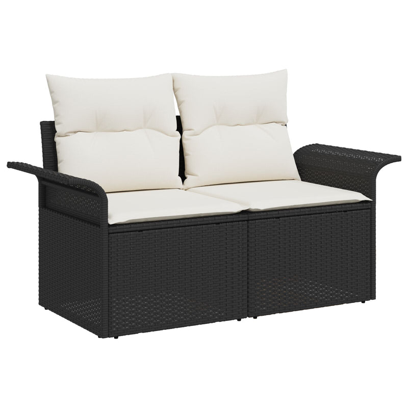 vidaXL 9 darabos kerti kanapé szett párnákkal fekete poly rattan