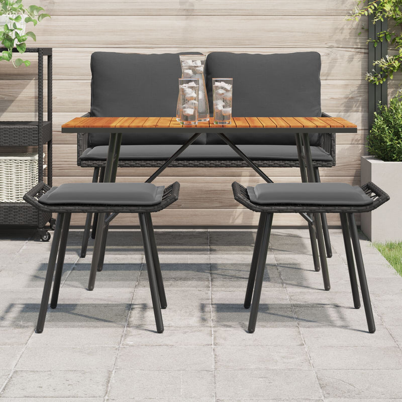 vidaXL Kerti Zsámolyok 2 db Fekete 50x40x45 cm Polirattan