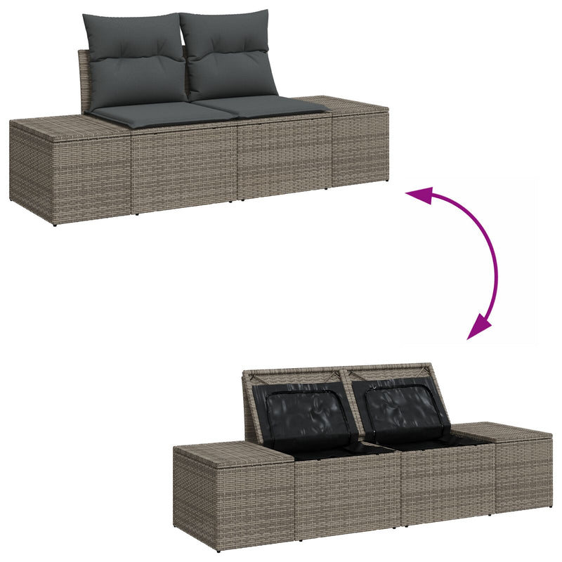 vidaXL Kerti Sofa Szett 6 Darabos Szürke Polirattan, Poliészter