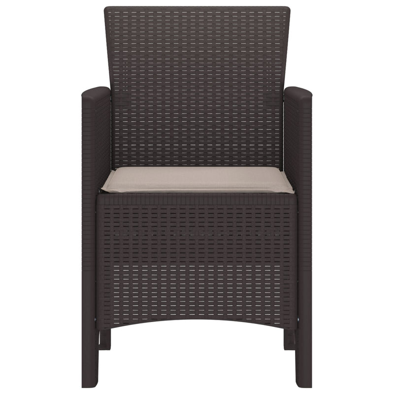 vidaXL Kerti székek párnákkal 4 db Barna Poly Rattan