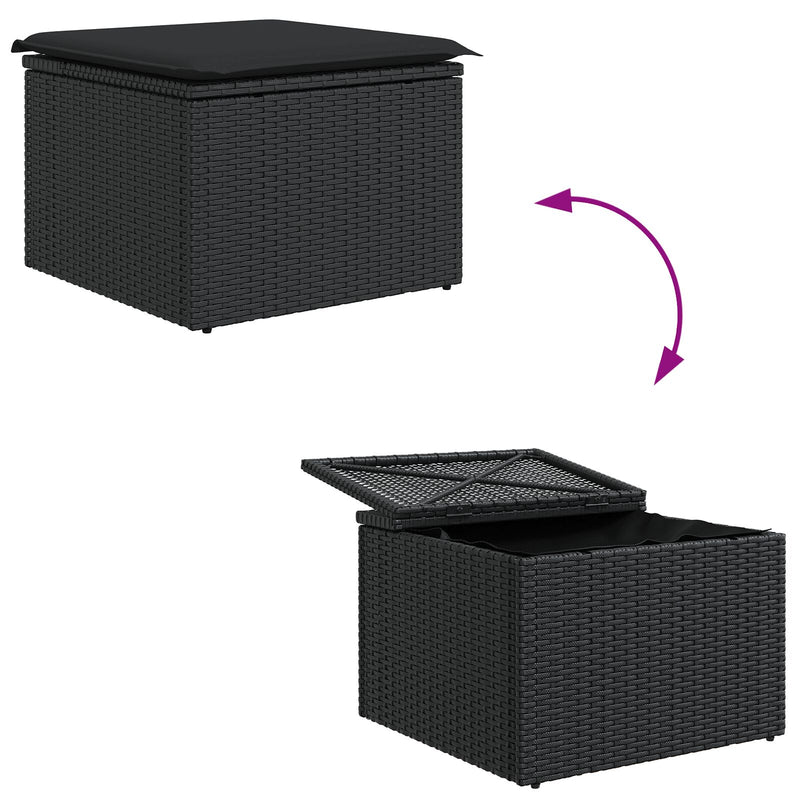 vidaXL Kert Kanape Szett 5-Darabos Fekete Rattan, Acél Kültéri Kanapé