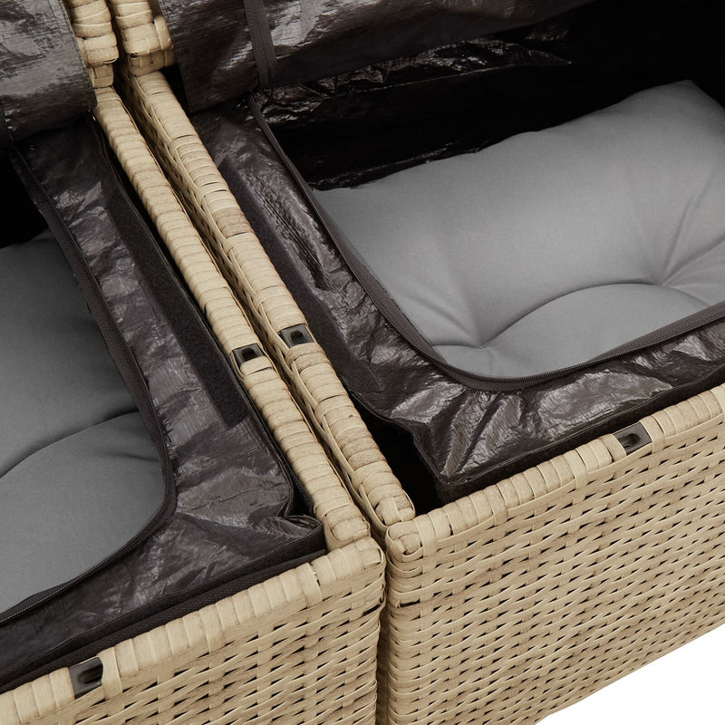 vidaXL Kerti Sofa Szett 8 darabos Bézs Rattan Modern Kültéri Bútor
