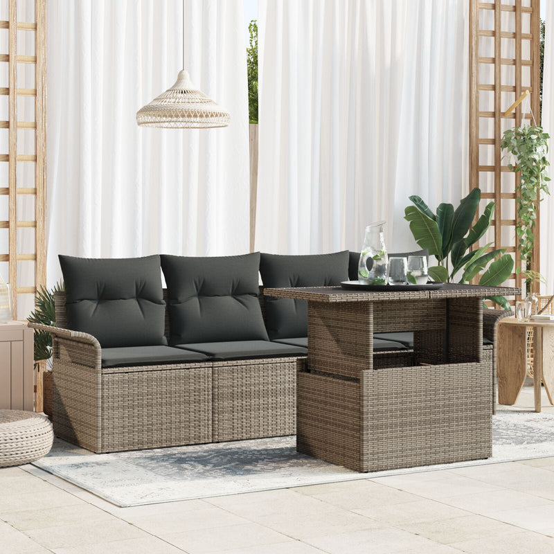 vidaXL Kertibútor Szett 4 db-os készlet Szürke Rattan