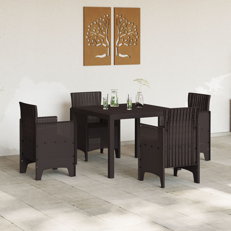 vidaXL 5 Részes Kerti Étkező Szett Barna Poly Rattan