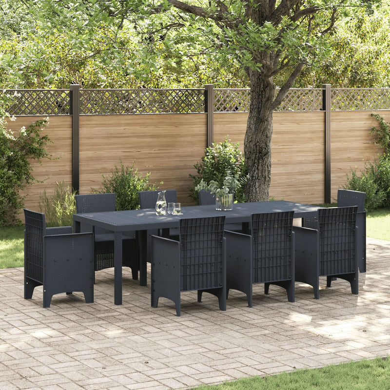vidaXL Kerti Asztal Antracit 250x100x73 cm Poly Rattan