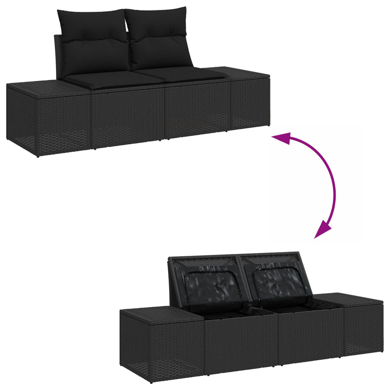 vidaXL 6 darabos Kerti Sofa Szett Párnákkal Fekete Poli Rattan