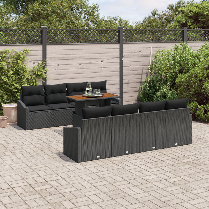 vidaXL Kertiszofa Szett 7 Darabos Fekete Rattan Kertiszofa