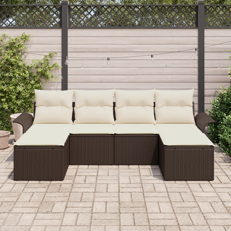 vidaXL 6 db-os Kert Sofa Készlet Párnákkal Barna Poli Rattan