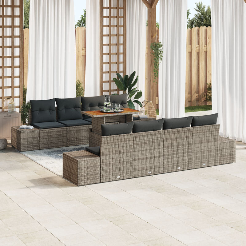 vidaXL Kerti Kanapé Set 7 darabos Barna Rattan 4-Fős Kültéri Kanapé