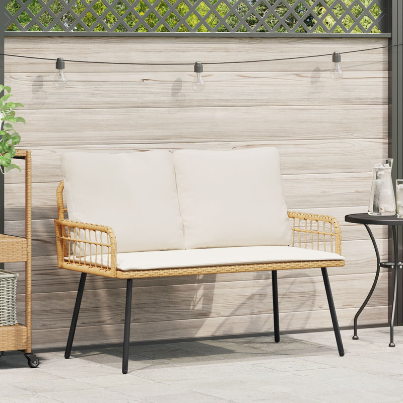 vidaXL Kerti Pad Natúr 114x64x78 cm Polirattan